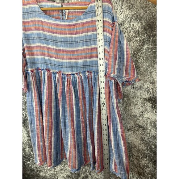 Free People Dress Womens Small Summer Night Striped Pockets Babydoll Mini Boho - Picture 8 of 16